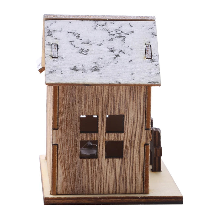 Christmas Home Decoration LED Luminous Wooden House Small House Xmas Tree Desktop Decoration Happy New Year Give Gifts Friends