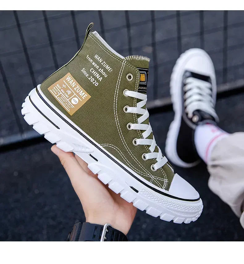 Women Men High Top Sneakers  Fashion Breathable Comfortable Sport Korean Classic Vulcanized Casual Canvas Platform Shoes