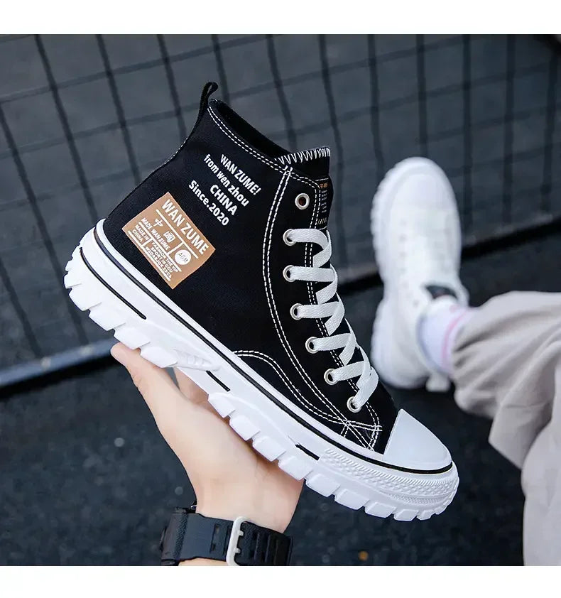 Women Men High Top Sneakers  Fashion Breathable Comfortable Sport Korean Classic Vulcanized Casual Canvas Platform Shoes