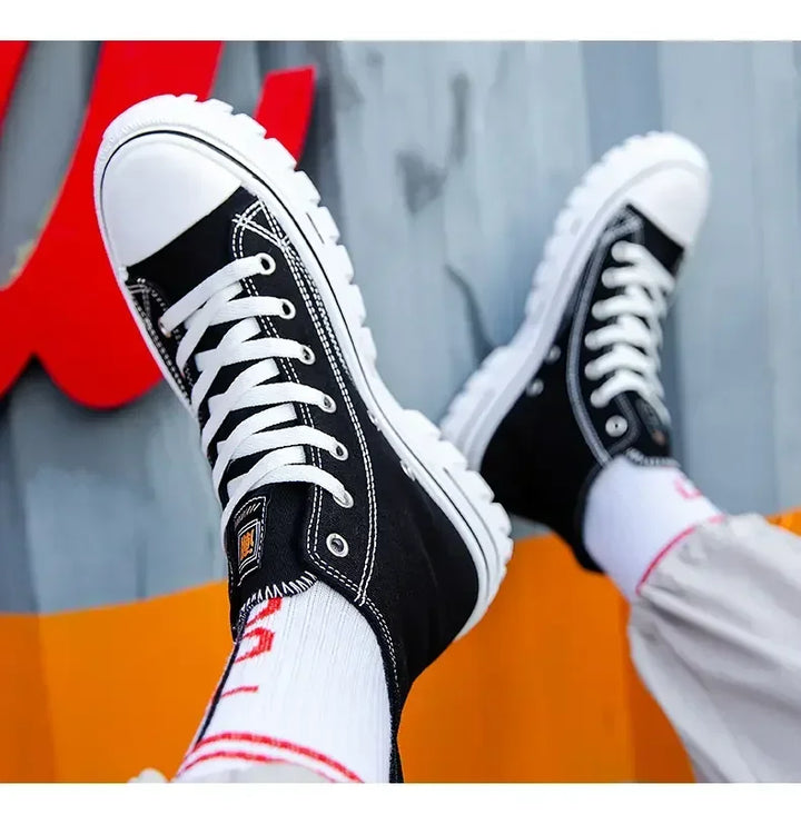 Women Men High Top Sneakers  Fashion Breathable Comfortable Sport Korean Classic Vulcanized Casual Canvas Platform Shoes