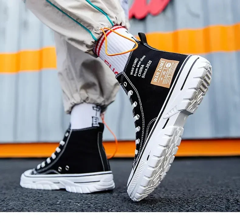 Women Men High Top Sneakers  Fashion Breathable Comfortable Sport Korean Classic Vulcanized Casual Canvas Platform Shoes