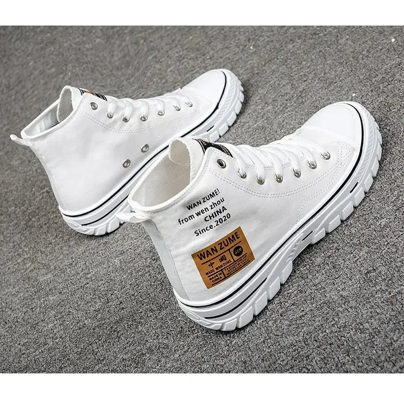 Women Men High Top Sneakers  Fashion Breathable Comfortable Sport Korean Classic Vulcanized Casual Canvas Platform Shoes