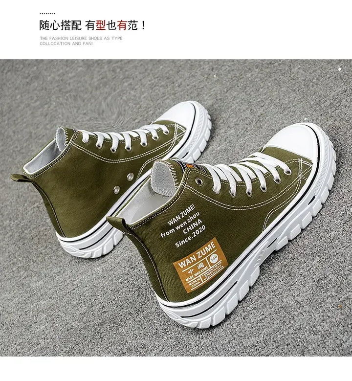 Women Men High Top Sneakers  Fashion Breathable Comfortable Sport Korean Classic Vulcanized Casual Canvas Platform Shoes