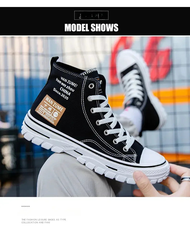 Women Men High Top Sneakers  Fashion Breathable Comfortable Sport Korean Classic Vulcanized Casual Canvas Platform Shoes