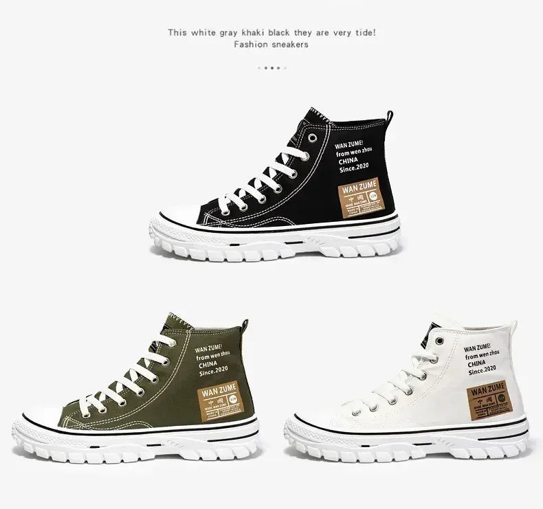 Women Men High Top Sneakers  Fashion Breathable Comfortable Sport Korean Classic Vulcanized Casual Canvas Platform Shoes