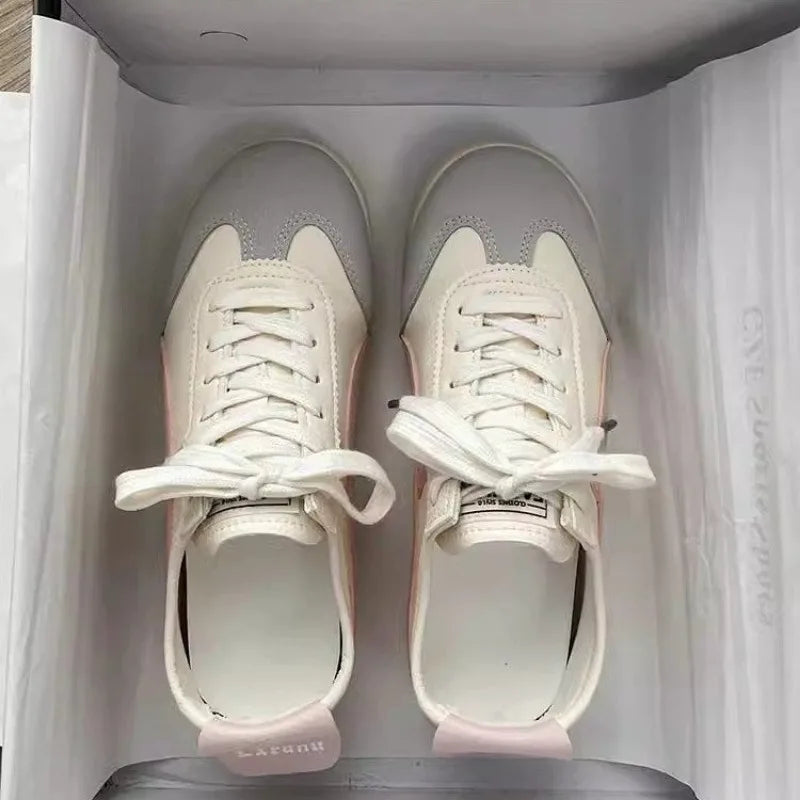 Fashionable Low-Top Women's Sneakers Summer 2025 New Style Casual White Vintage Versatile Athletic Shoes Comfortable Synthetic