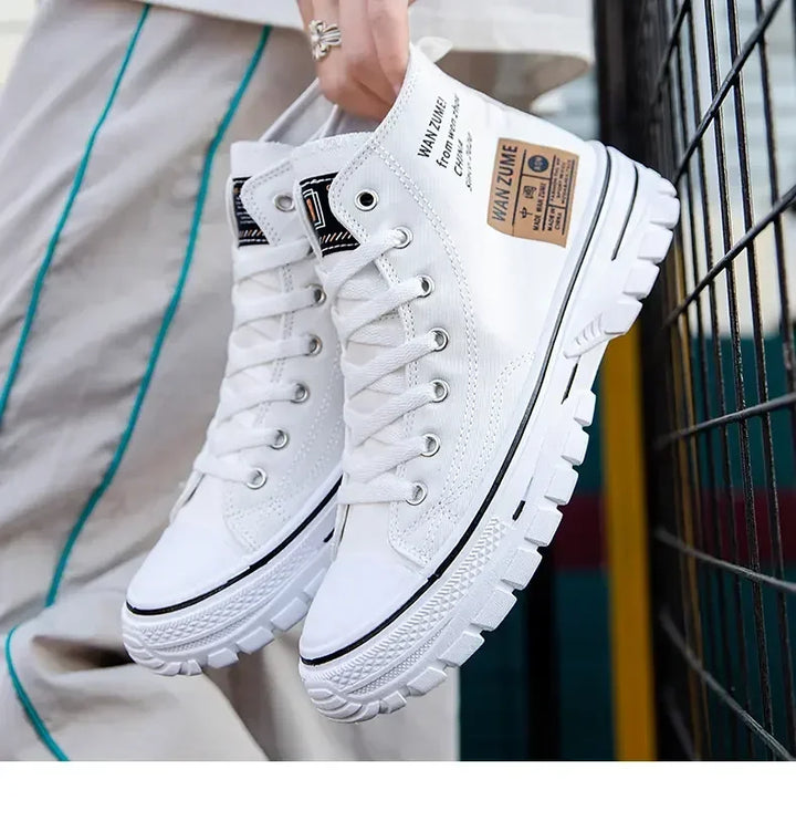Women Men High Top Sneakers  Fashion Breathable Comfortable Sport Korean Classic Vulcanized Casual Canvas Platform Shoes