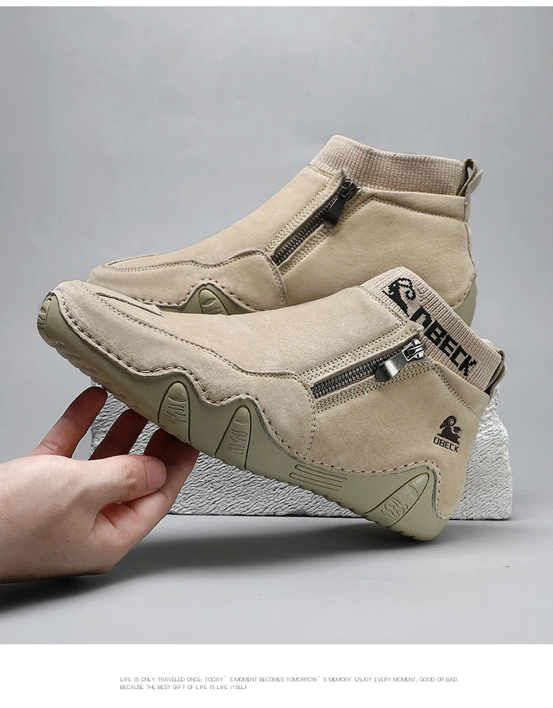 New Men Casual Shoes Leather Male High Top Sneakers Designer Fashion Loafers Lace Up Socks Shoes Men Ankle Boots ﻿