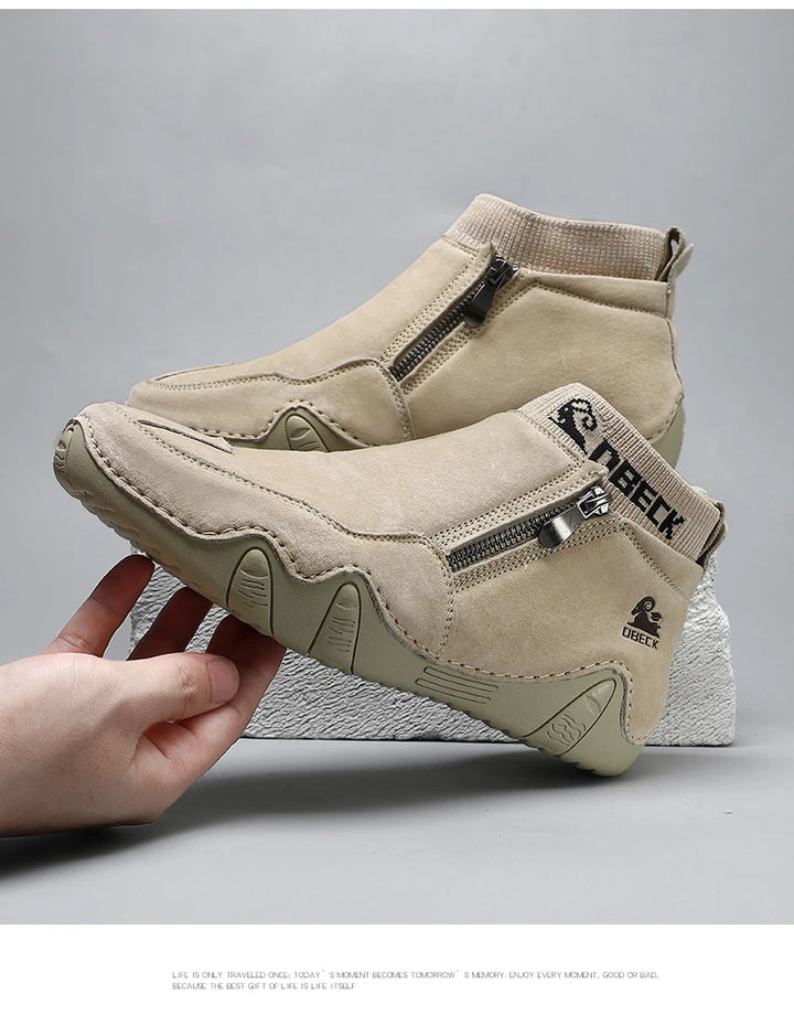 New Men Casual Shoes Leather Male High Top Sneakers Designer Fashion Loafers Lace Up Socks Shoes Men Ankle Boots ﻿