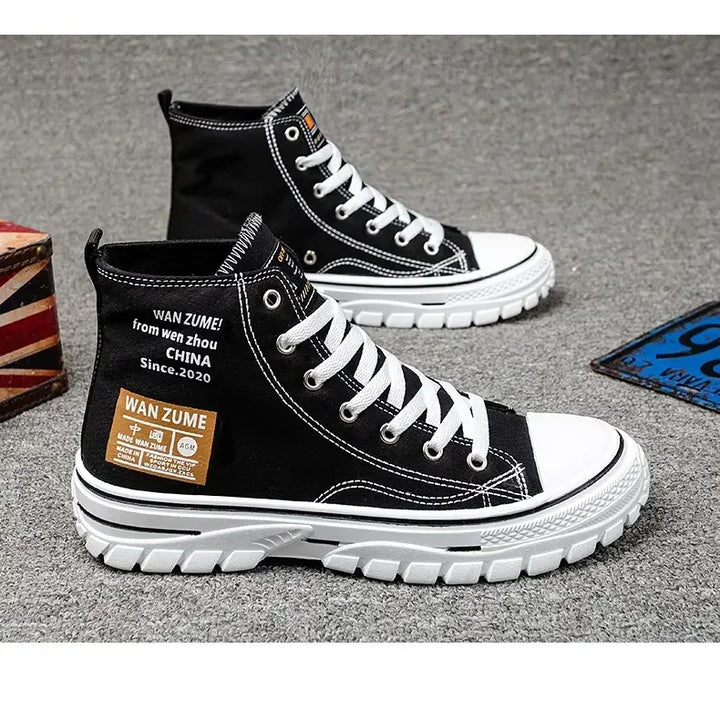 Women Men High Top Sneakers  Fashion Breathable Comfortable Sport Korean Classic Vulcanized Casual Canvas Platform Shoes