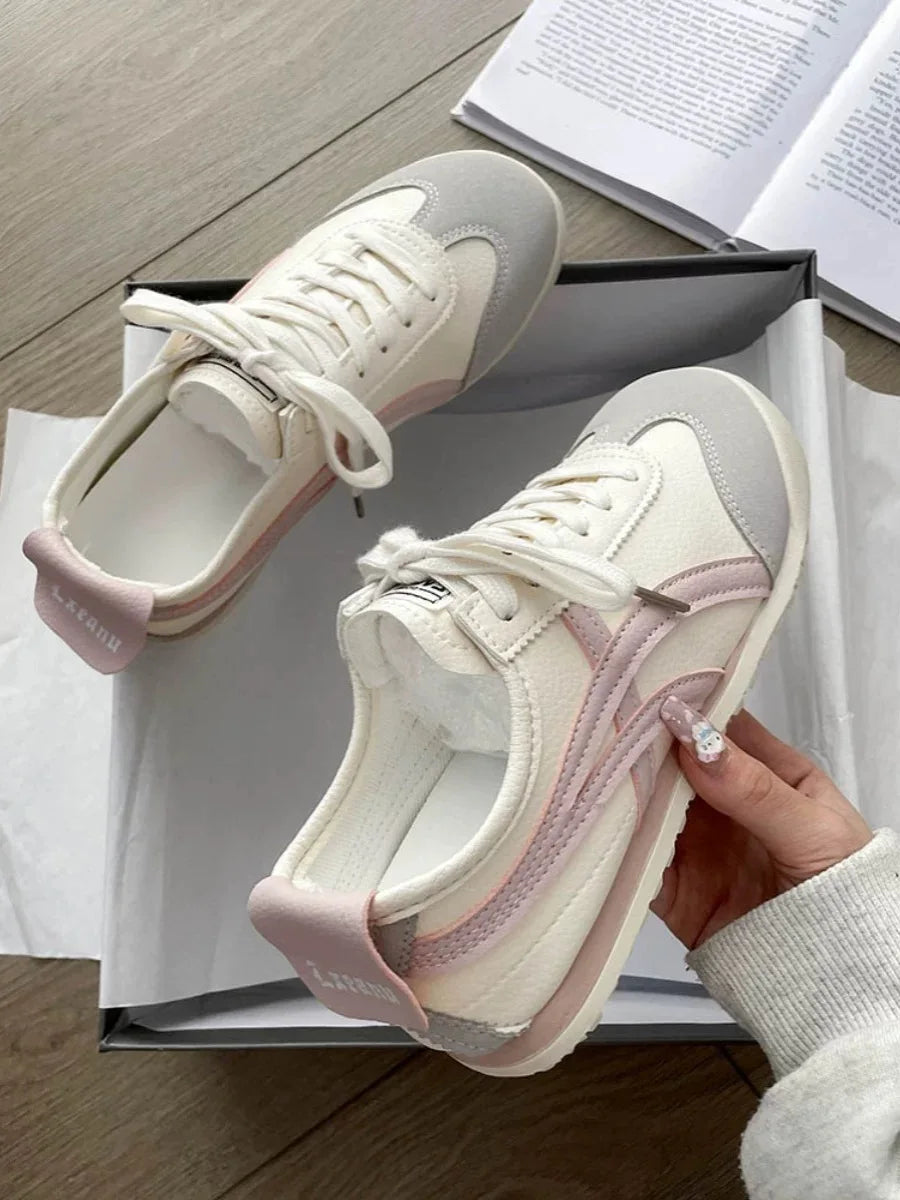 Fashionable Low-Top Women's Sneakers Summer 2025 New Style Casual White Vintage Versatile Athletic Shoes Comfortable Synthetic