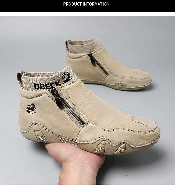 New Men Casual Shoes Leather Male High Top Sneakers Designer Fashion Loafers Lace Up Socks Shoes Men Ankle Boots ﻿
