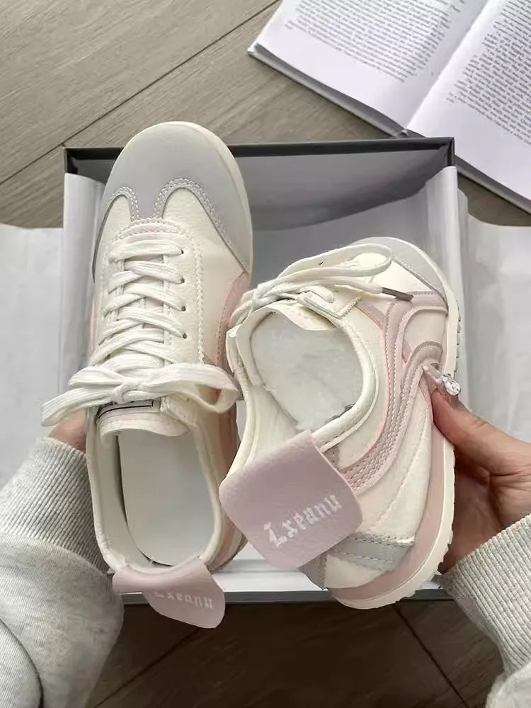 Fashionable Low-Top Women's Sneakers Summer 2025 New Style Casual White Vintage Versatile Athletic Shoes Comfortable Synthetic